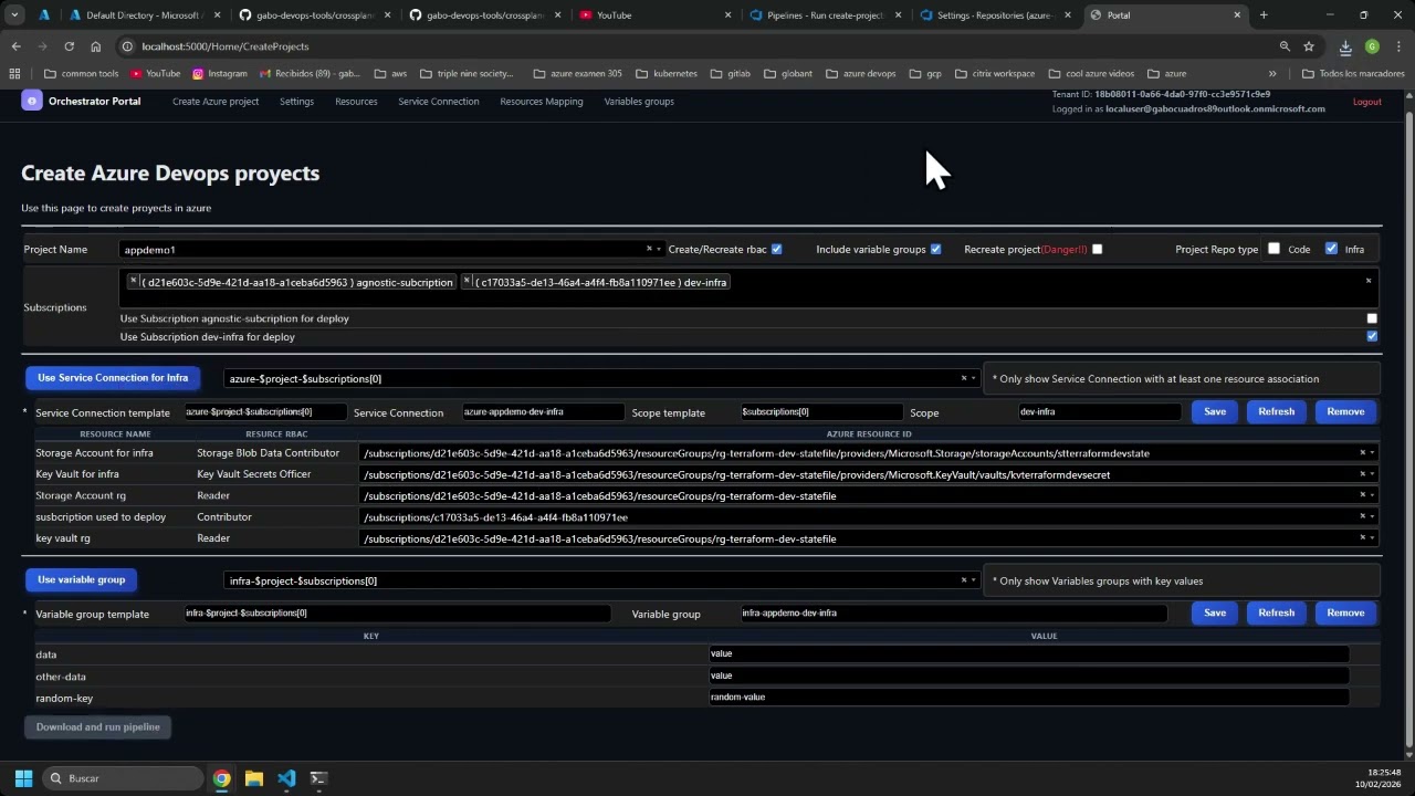 orchestrator frontend for azure devops