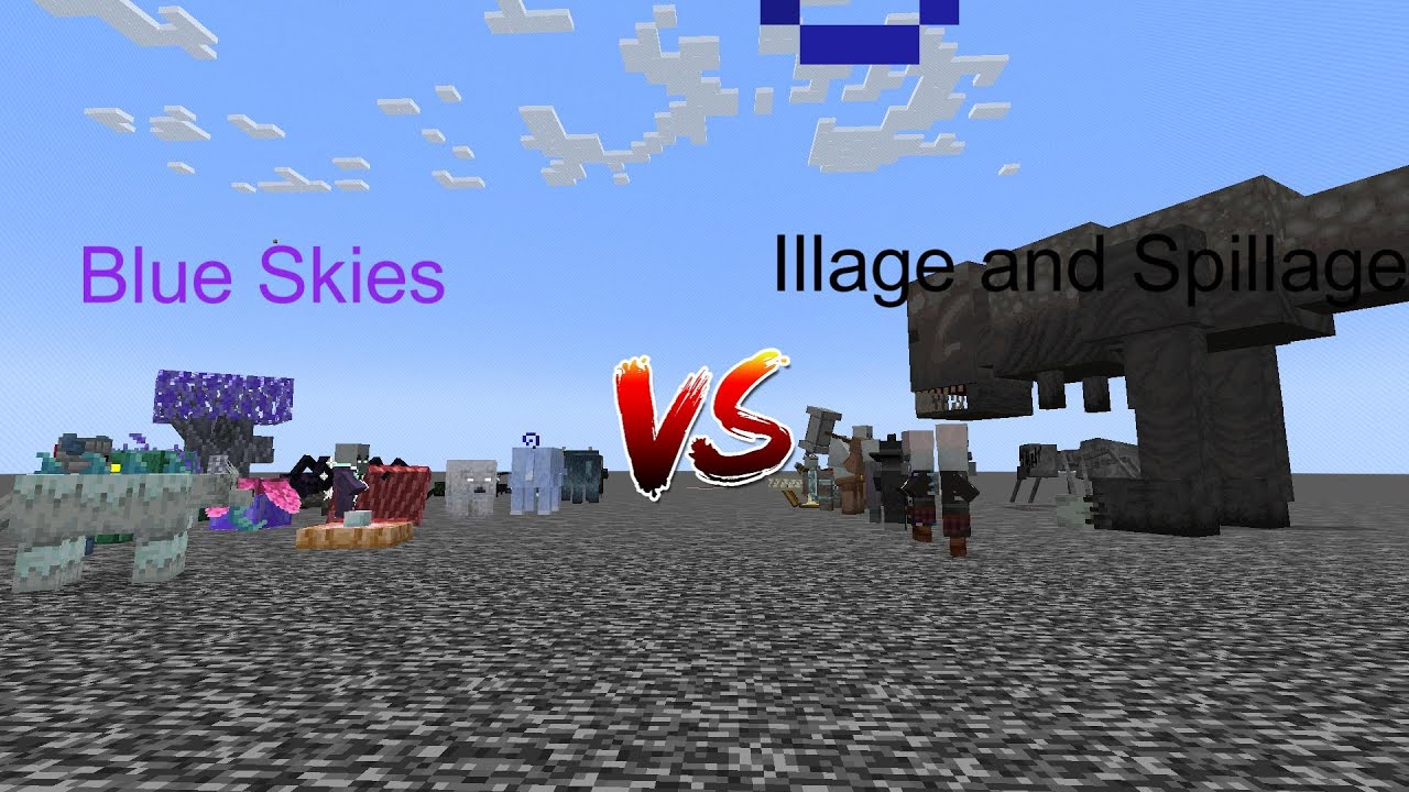 Blue Skies Team vs Illage and Spillage Team  Minecraft  Mob Battle