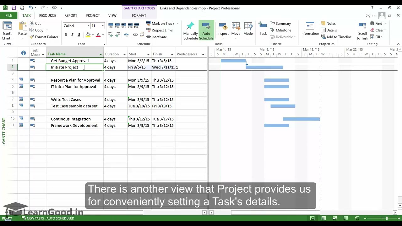 MS Project: Links and Dependencies: FS, SS, FF, SF - Part 18 of 55