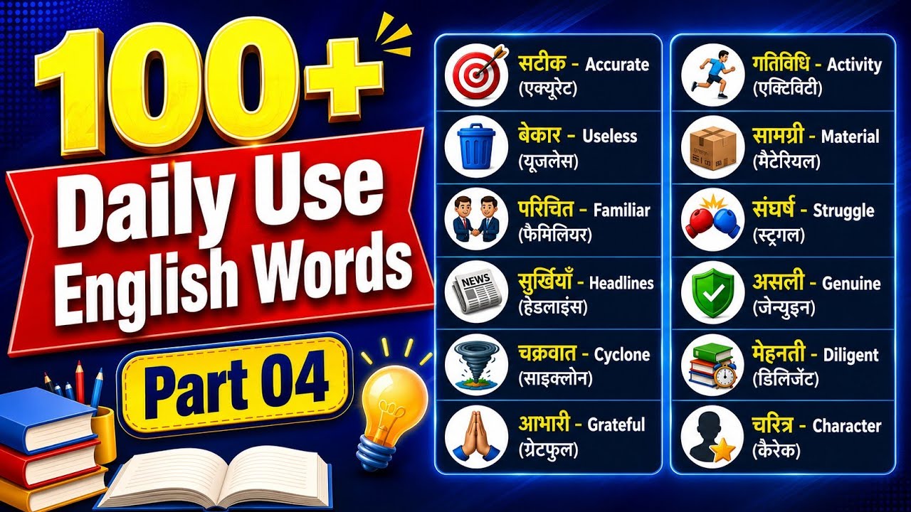 🔥 100 Most Important English Words || रोज़ बोले जाने वाले Words || Daily Use Words Meaning Practice