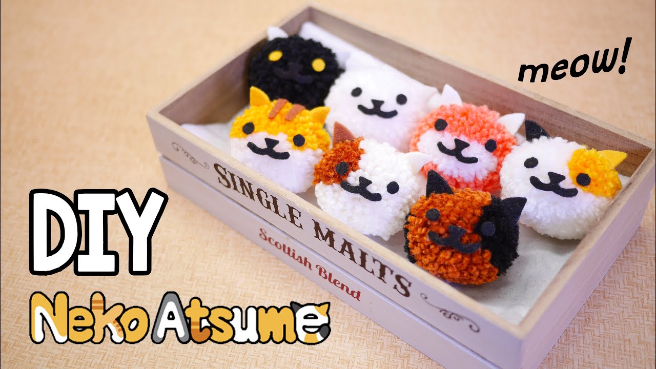 EASY Fluffy Neko Atsume Pom Pom Tutorial - Fun & Cheap DIY (Free Pom Pom Maker Template)