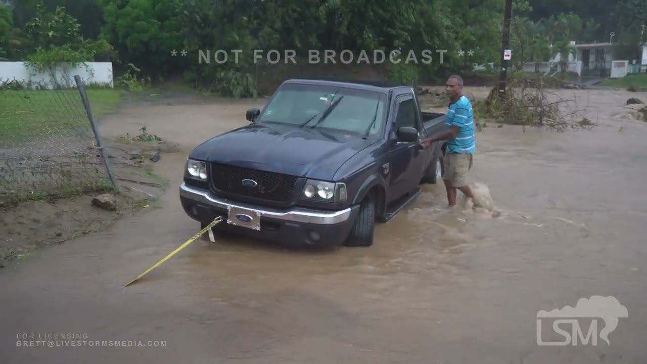 09-18-2022 Pollos, PR - Rio De Apeadero Angry - Debris Flow - Stuck Driver in River