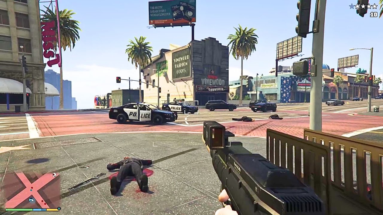 GTA V - SHOOTOUT AT THE BANK & FIGHT WITH POLICE & SWAT + FIVE STARS