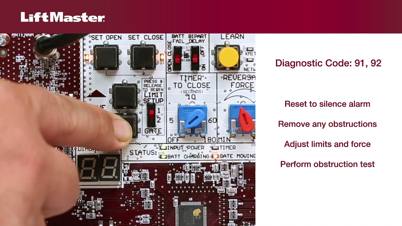 Error Code 91, 92: Troubleshooting Force Reversals and Stoppages for LiftMaster Gate Operators