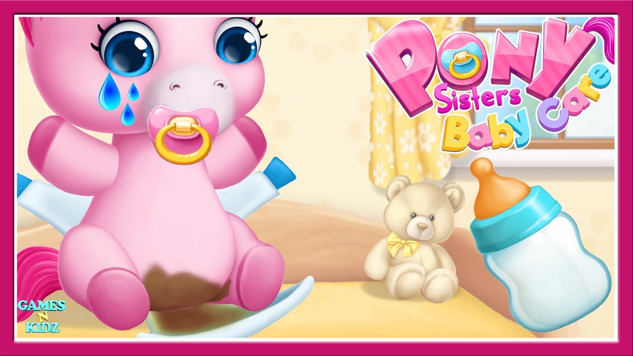 Fun Baby Pony Care - Kids Play Newborn Pony Bath Time Dress Up - Pony Sisters Baby Care Kids Game