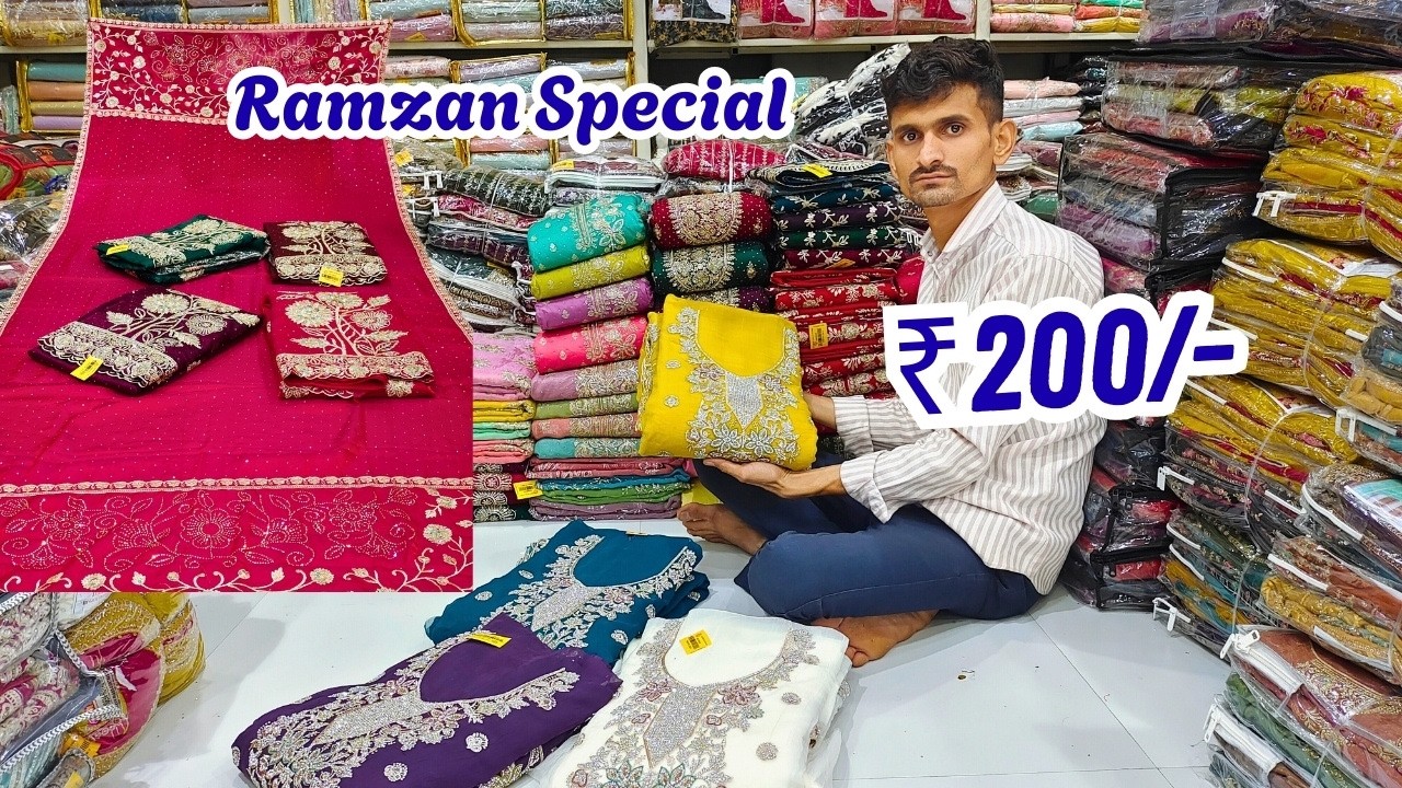 Ramzan Special Wholesale Dress Material Fendi Silk, Russian Plazo, Crunchy Crush, Pakistani Suits