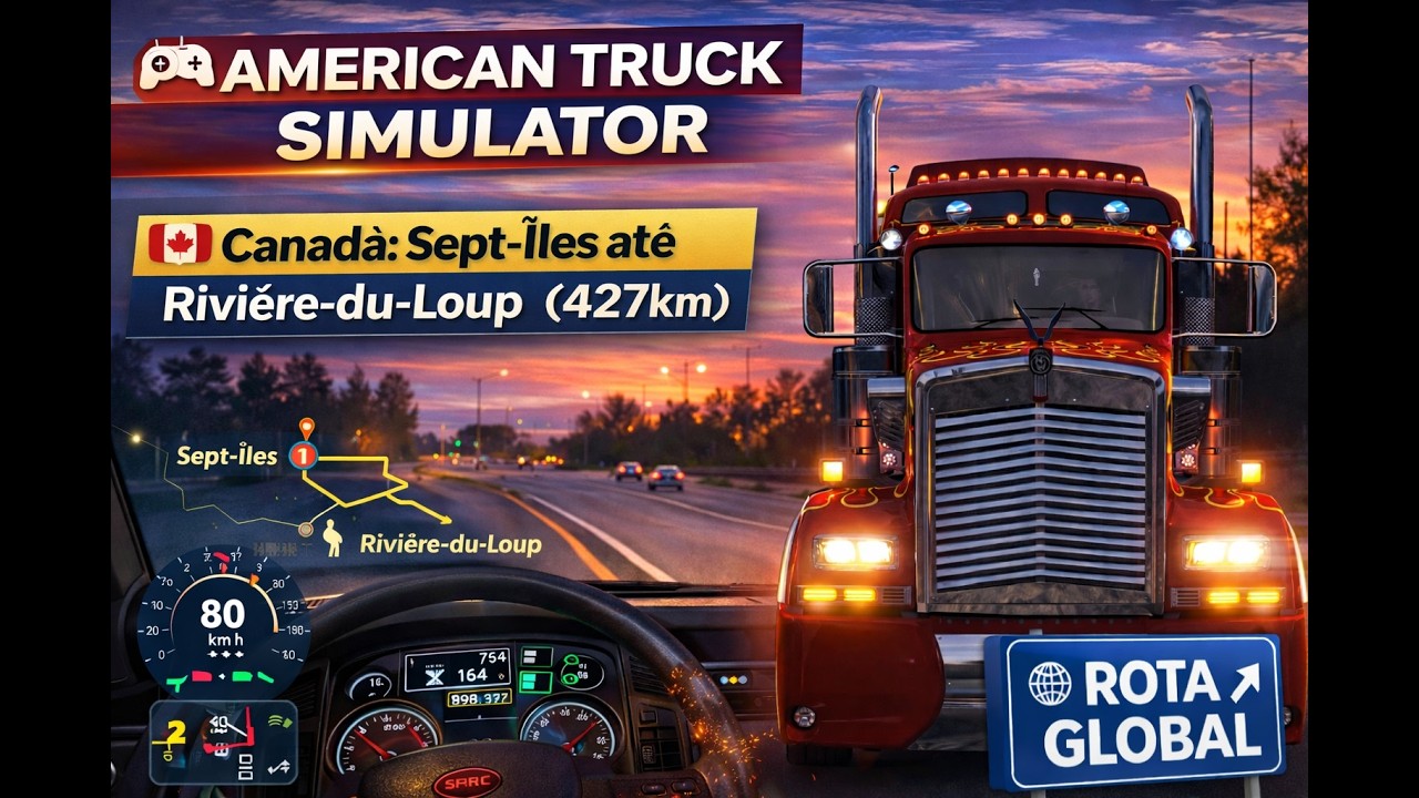 🚛 AMERICAN TRUCK SIMULATOR | 427km no Canadá 🇨🇦 De Sept-Îles a Rivière-du-Loup | Gameplay Realista