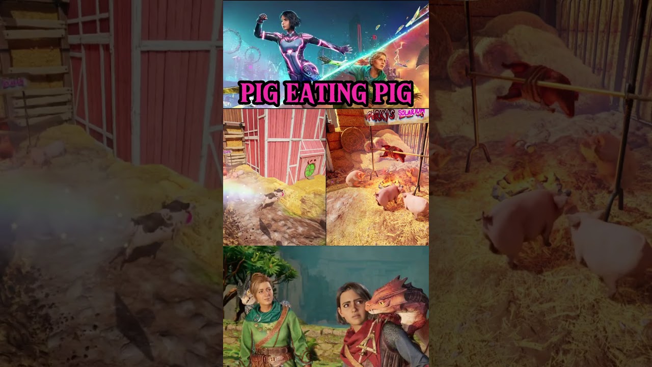 Split Fiction pig eating pig / 