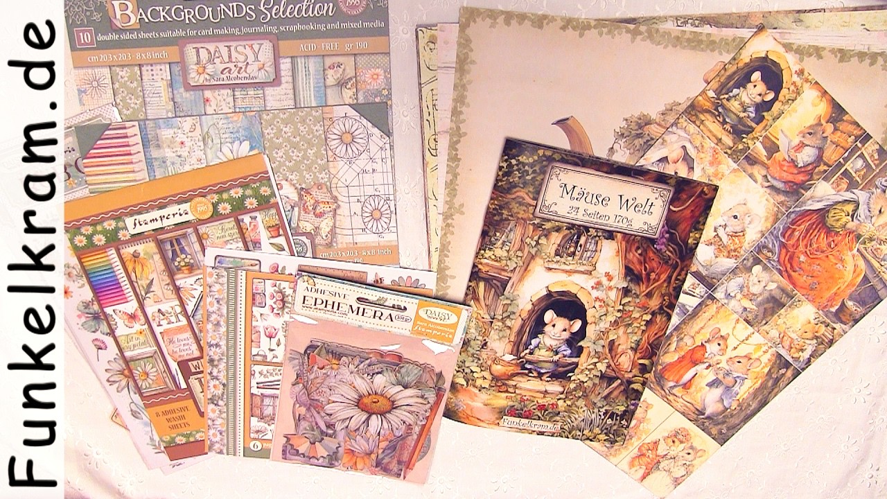 Papiervorstellung Mäuse Welt doppelseitig & Stamperia Daisy Art