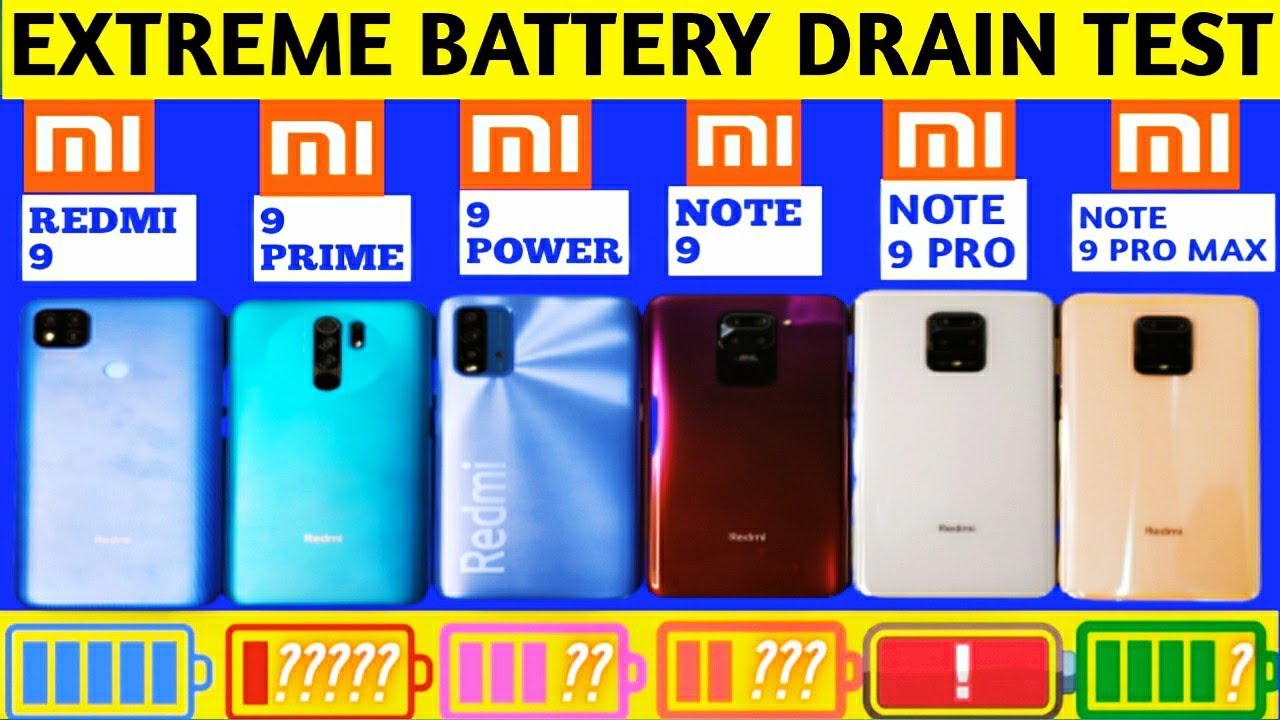 Redmi Note 9 Pro Max vs Note 9 Pro vs Note 9 vs Redmi 9 Power vs Redmi 9/Prime |  Battery Drain Test