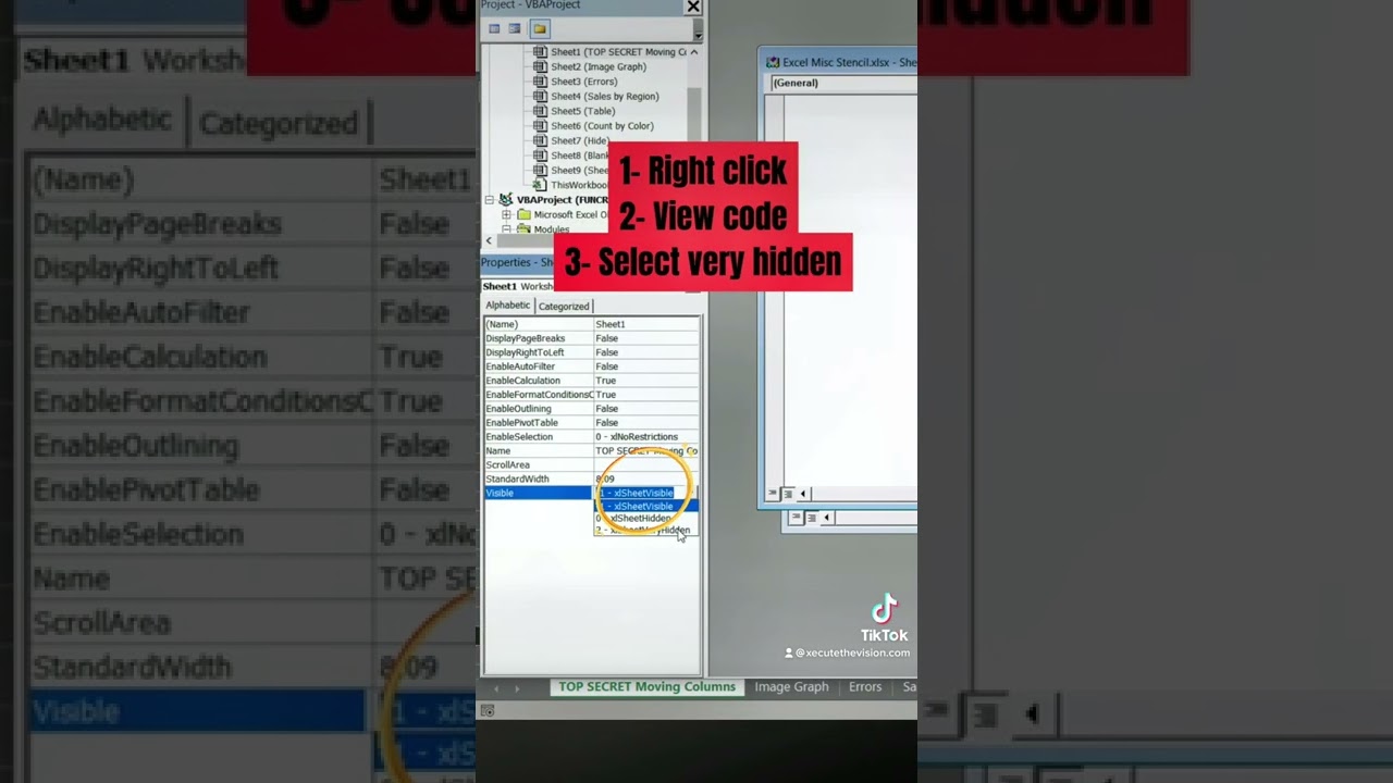 Excel secret way to hide tabs for top secret data