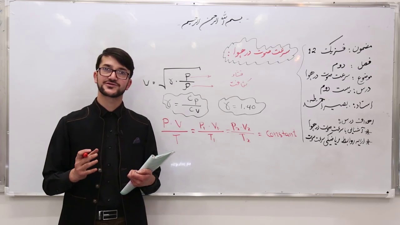 صنف دوازدهم   مضمون فزیک  درس 22عنوان درس سرعت صوت در هوا