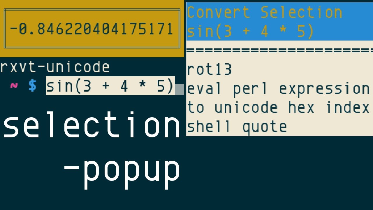 rxvt-unicode (urxvt) selection-popup extension
