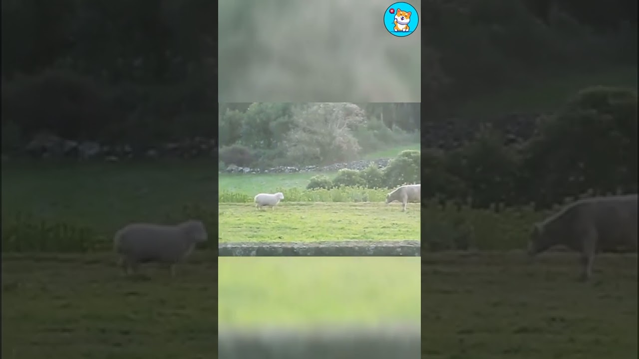 Sheep vs Cow | A cute fight 😀 #shorts