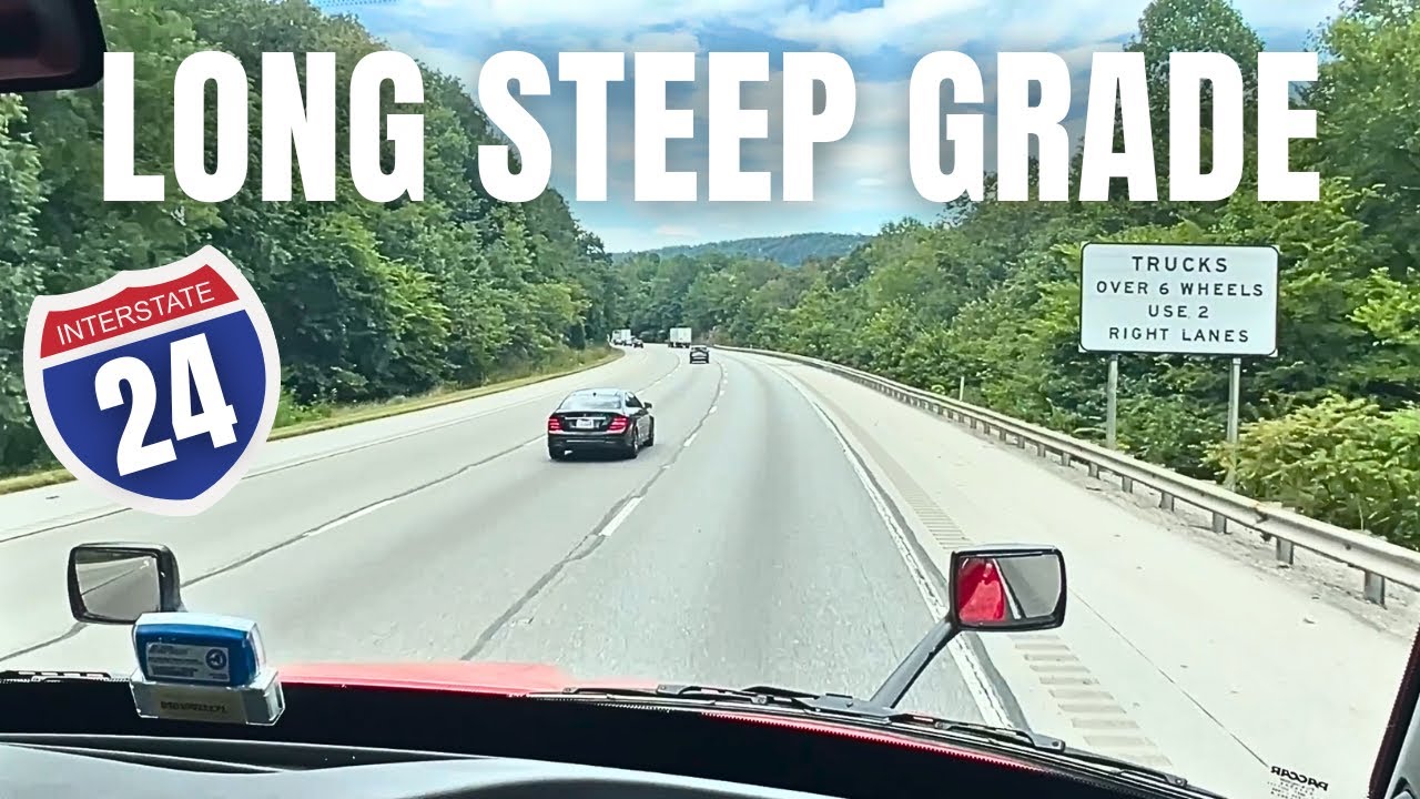 Проезд по горе Монтигл &mdash; крутой, живописный и опасный &mdash; трасса I-24, направление на запад