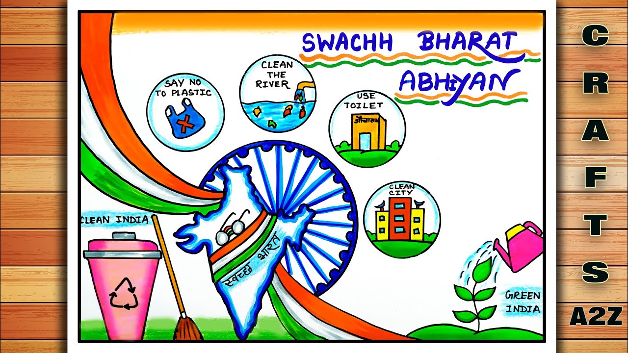 Swachh Bharat Abhiyan Poster Drawing | Swachhta Hi Seva Poster | Clean India Green India Drawing