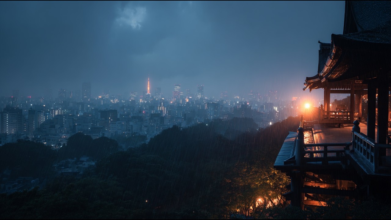 Rain Sounds for Sleep | Japanese Temple Rain at Night