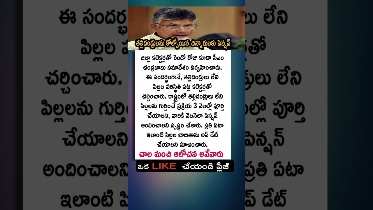 Pension for children who have lost their parents | CM Chandrababu Naidu orders 