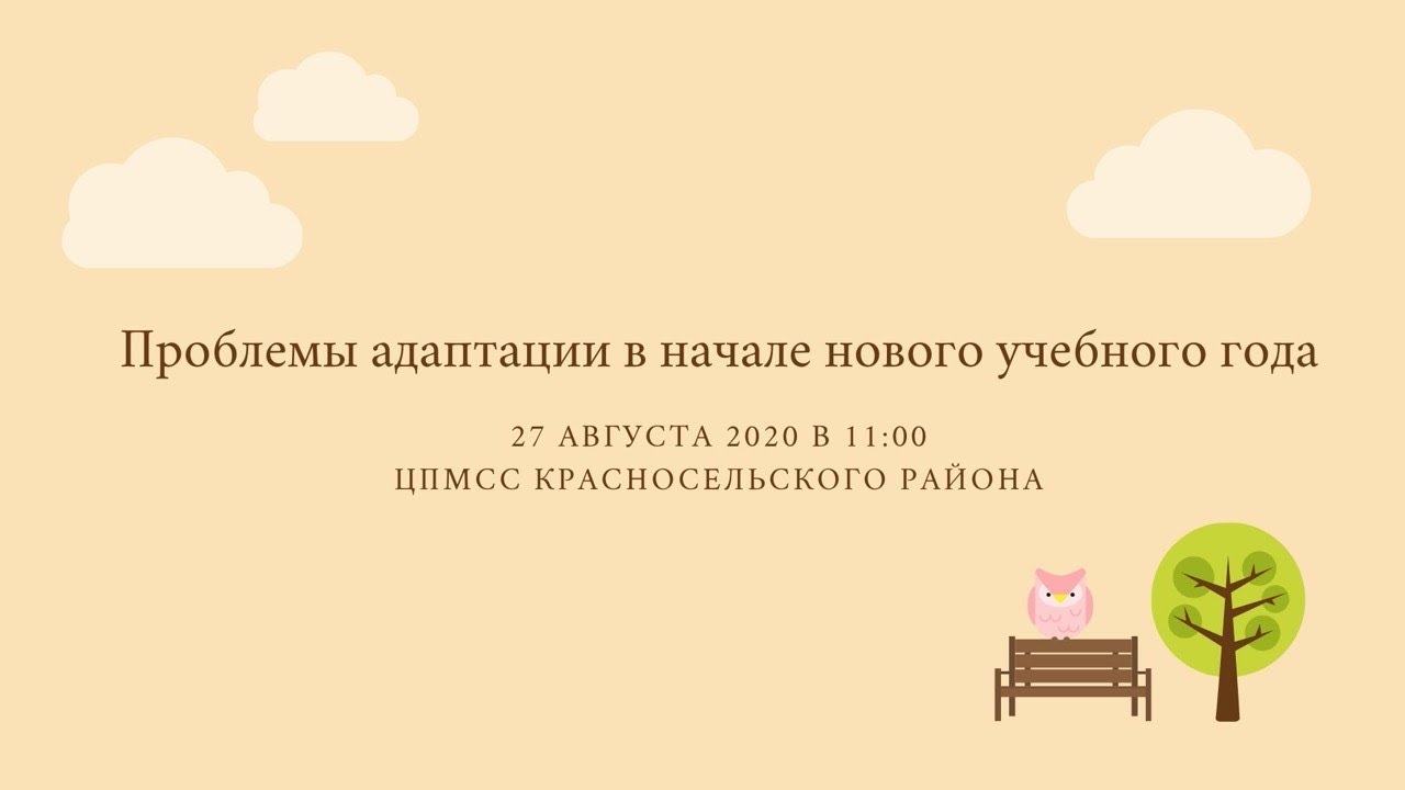 Вебинар «Проблемы адаптации в начале нового учебного года»