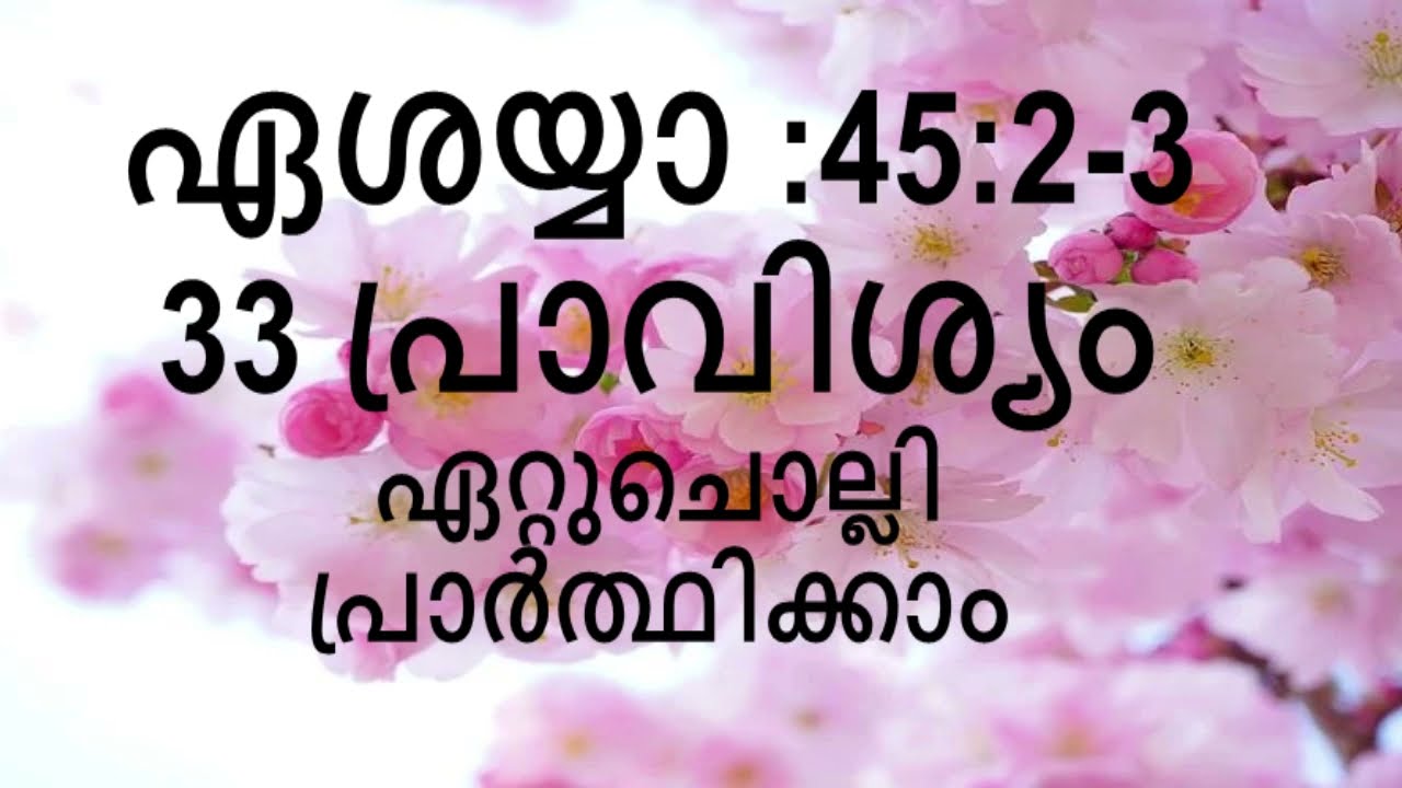 Isaiah : 45 : 2-3  33 Times ഏശയ്യാ : 45 : 2- 3 വചനം 33 പ്രാവിശ്യം തുടർച്ചയായി