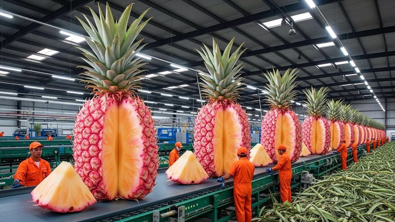 Inside the World's Rarest PINK Pineapple Factory 🍍 (Full Process) #PinkPineapple #Factory 