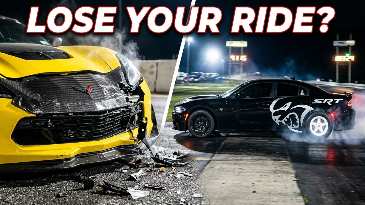 Hellcat Charger vs Z06 Corvette 3 Round Battle: Lose The Race LOSE YOUR RIDE