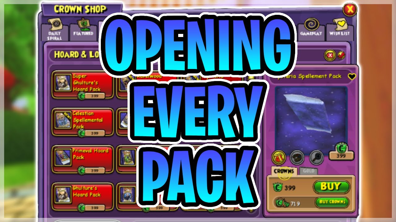 Opening Every Hoard Pack In The Crown Shop In Wizard101