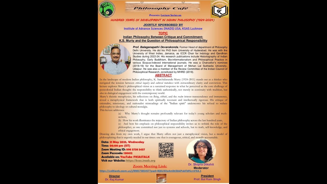 Indian Philosophy Between Critique and Commitment:Prof. Balaganapathi Devarakonda,