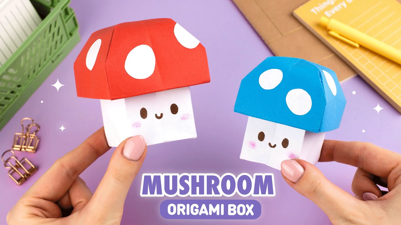 Оригами Коробочка Гриб из бумаги | Органайзер из бумаги | Origami Paper box Mushroom