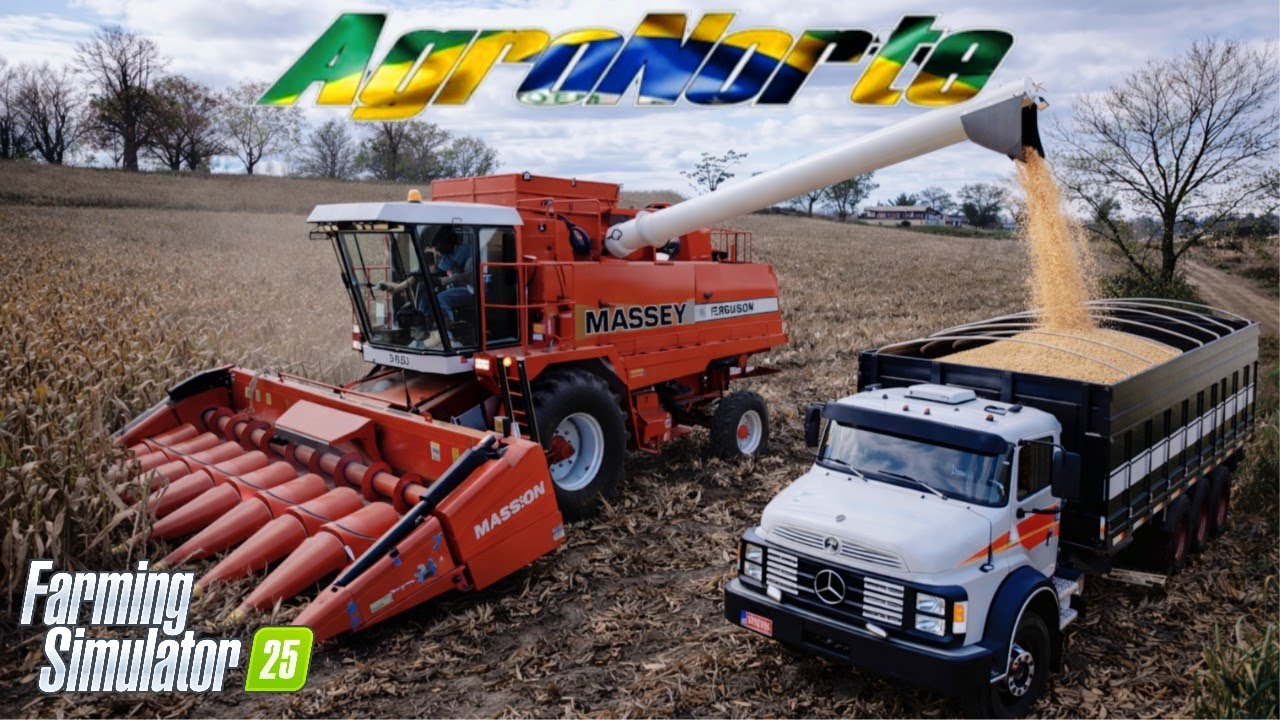 FARMING SIMULATOR 25  COLHEITA INSANA DE MILHO!🌽 MASSEY FERGUSON LOTANDO CAMINHÃO🔥
