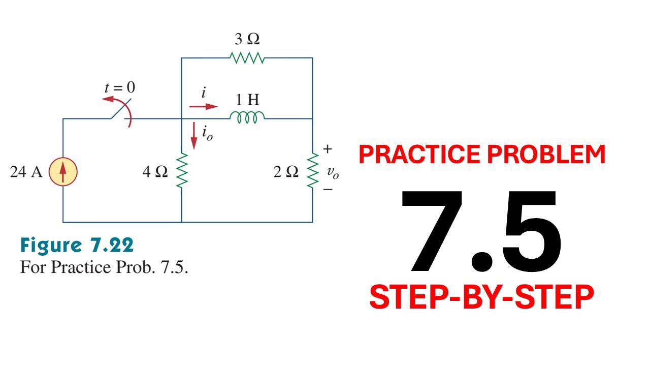 Practice Problem 7.5 - Determine i, io and vo for all t in the circuit shown in Fig. 7.22.