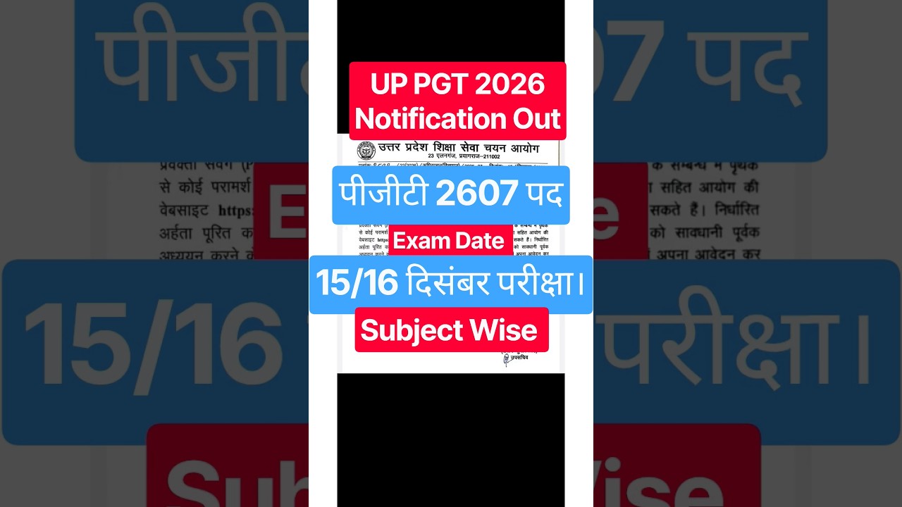 UP PGT 2026 Notification | PGT Total Vacancy | UP PGT Exam Date Out | PGT Exam