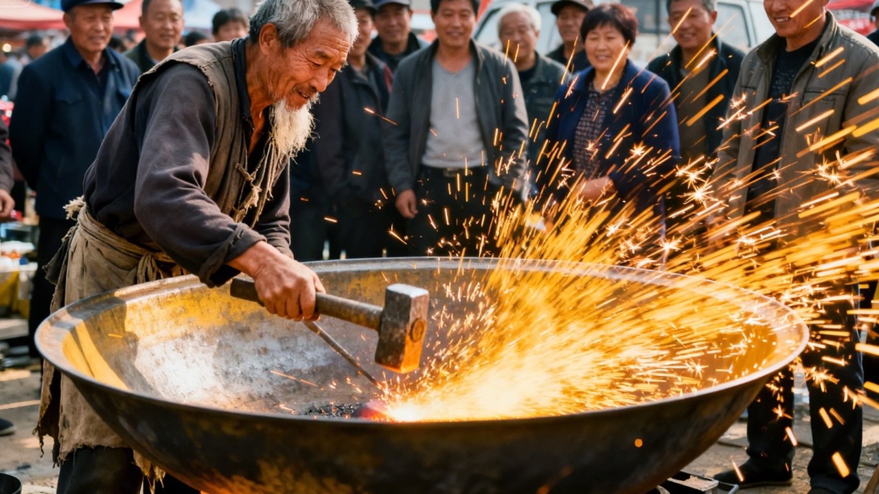 破到漏底的铁盆没人要，农村大爷一锤一敲，成品直接惊艳所有人！ 【村西头小何】