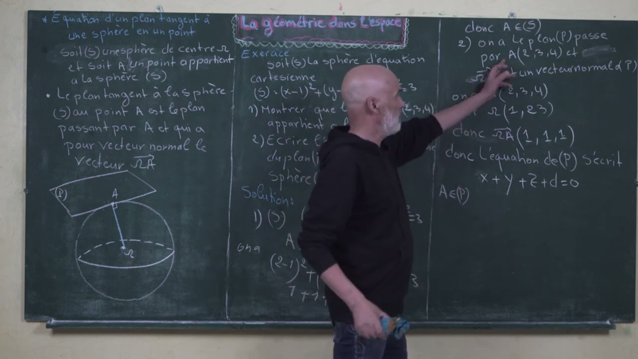 #9 Géométrie dans l'espace -  Équation d'un plan tangent à une sphère