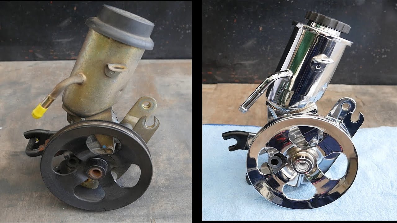 アルミ磨きとクロムめっきで鏡面加工！ Power steering Pump Mirror Finish Toyota-Probox