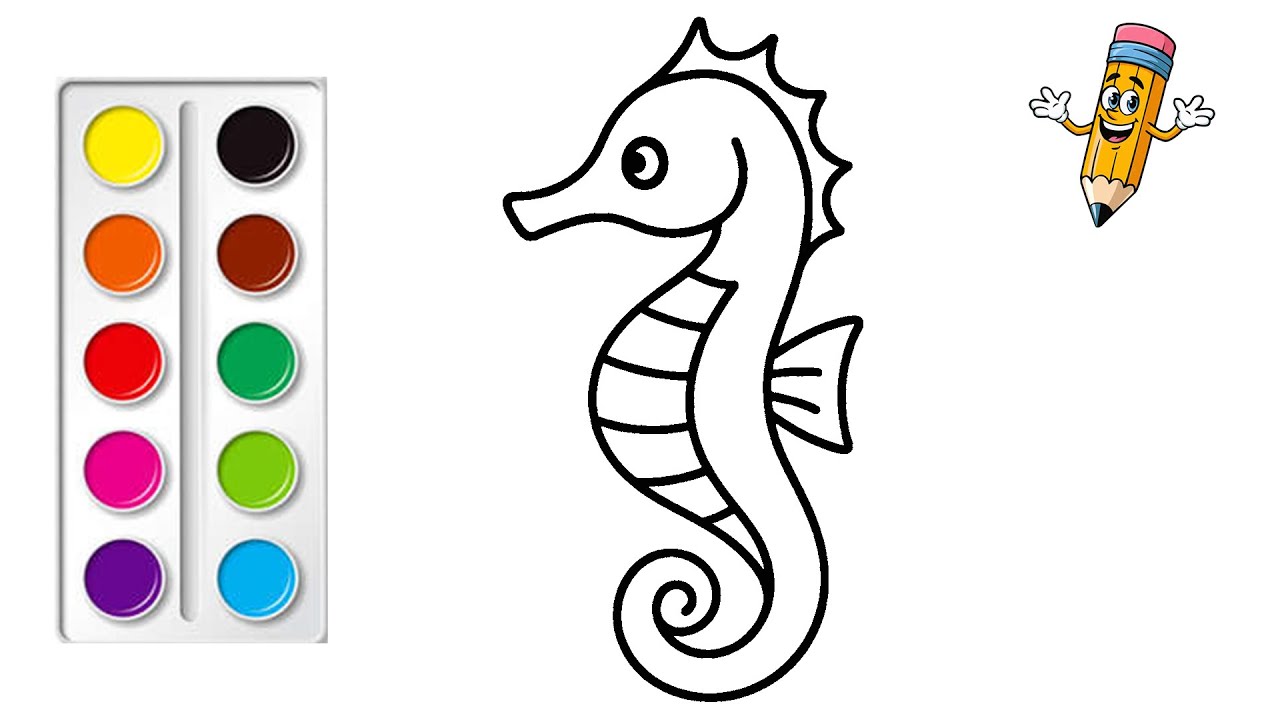 Tô Màu Con Cá Ngựa | How to Color A Seahorse | Bé Tô Màu #100