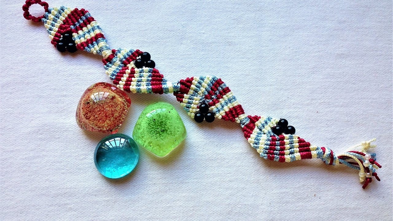 DIY Macrame Bracelet Tutorial -  Diamond Leaf macrame Bracelet - Easy Macrame tutorial step by step