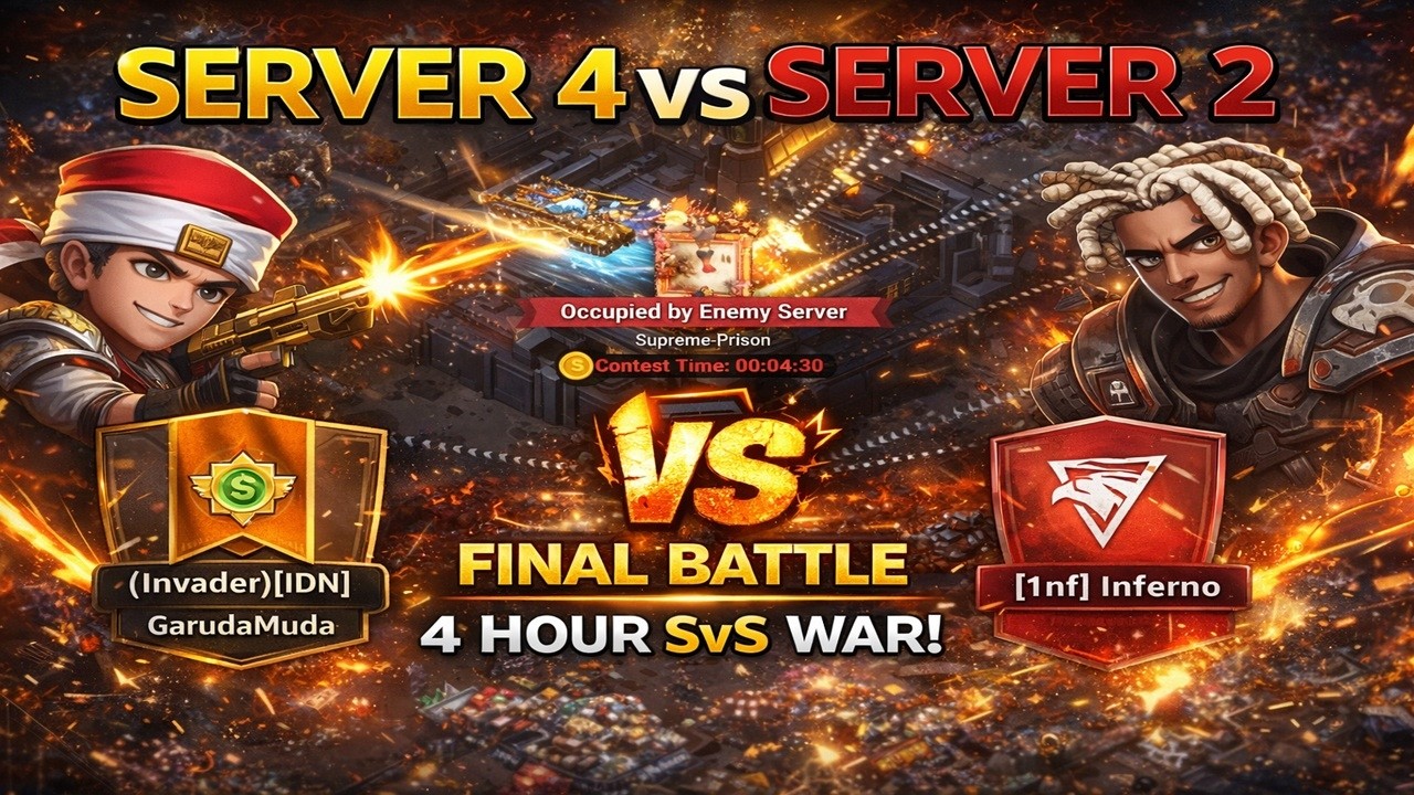 Server 4 vs Server 2 FINAL BATTLE &ndash; 4 Hour War for Supreme Building | Lands of Jail SvS