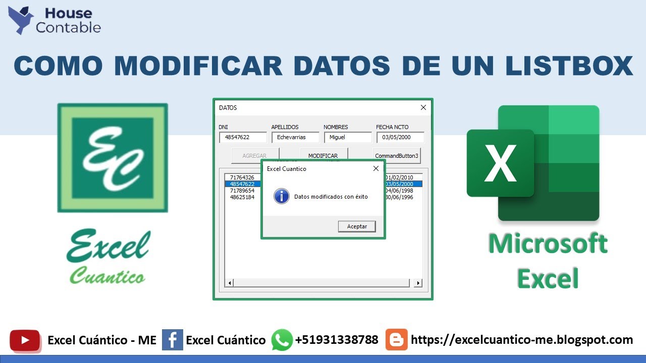 Como modificar datos de un Listbox / Como traer datos de un Listbox a Textbox