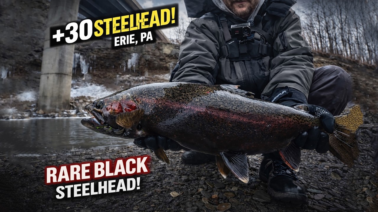 30+ Steelhead Day in Erie PA… and a BLACK Steelhead!