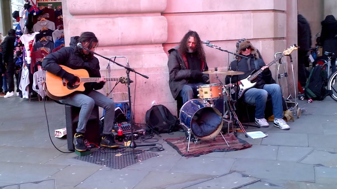 London street band Funfiction play Get It On (T Rex)