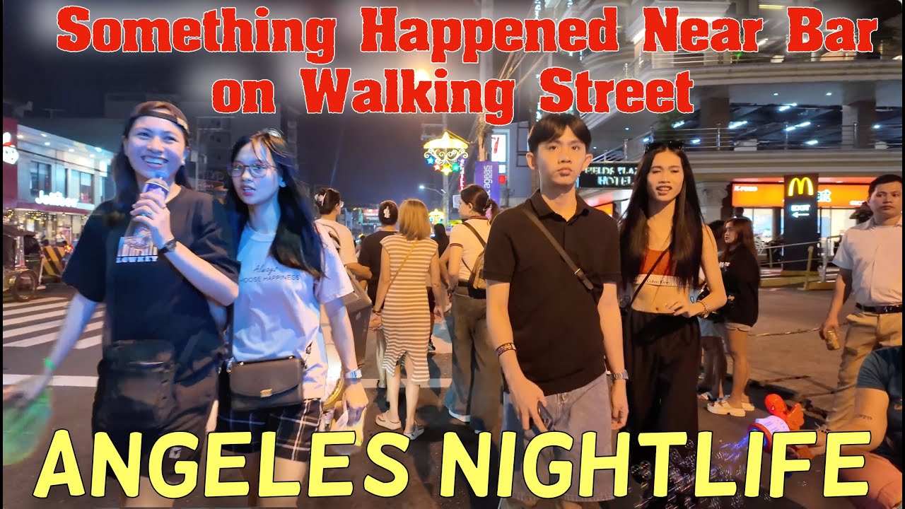 Walking Street at Night | So Many Peoples!  Something Happened near Bar on Walking Street.