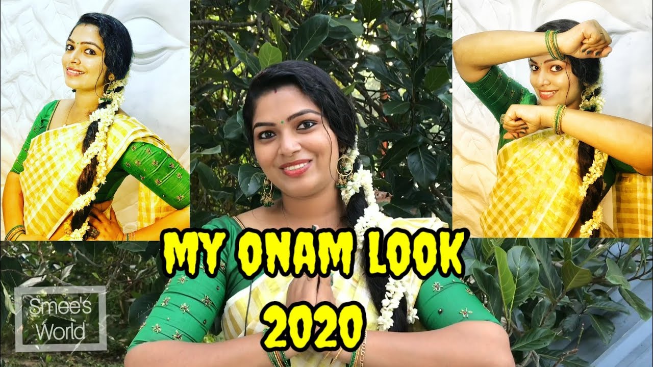 Onam makeuplook |onam 2020 | #withme |get ready with smee|simple makeup |without foundation