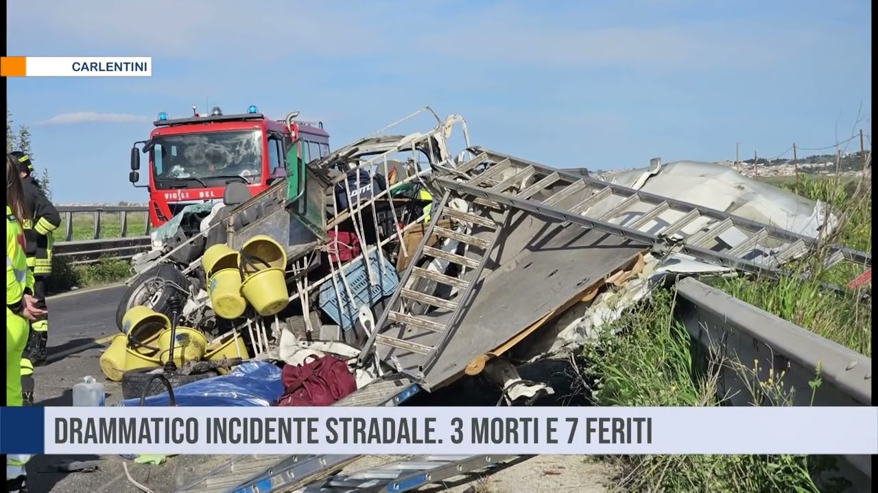 Carlentini. Drammatico incidente stradale. 3 morti e 7 feriti