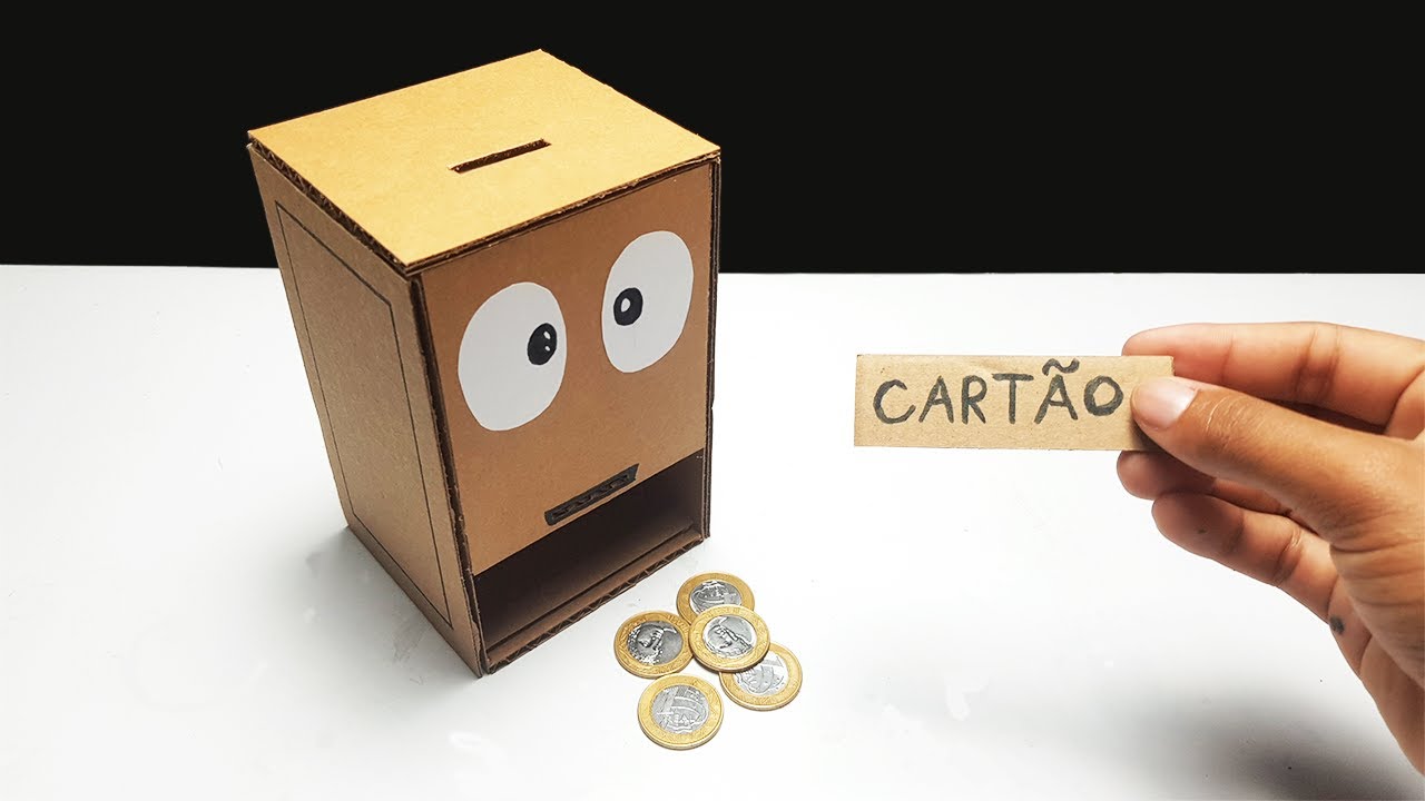 Como Fazer Um Mini Caixa Eletrônico de Papelão - How to Make a Mini Cardboard Electronic Box