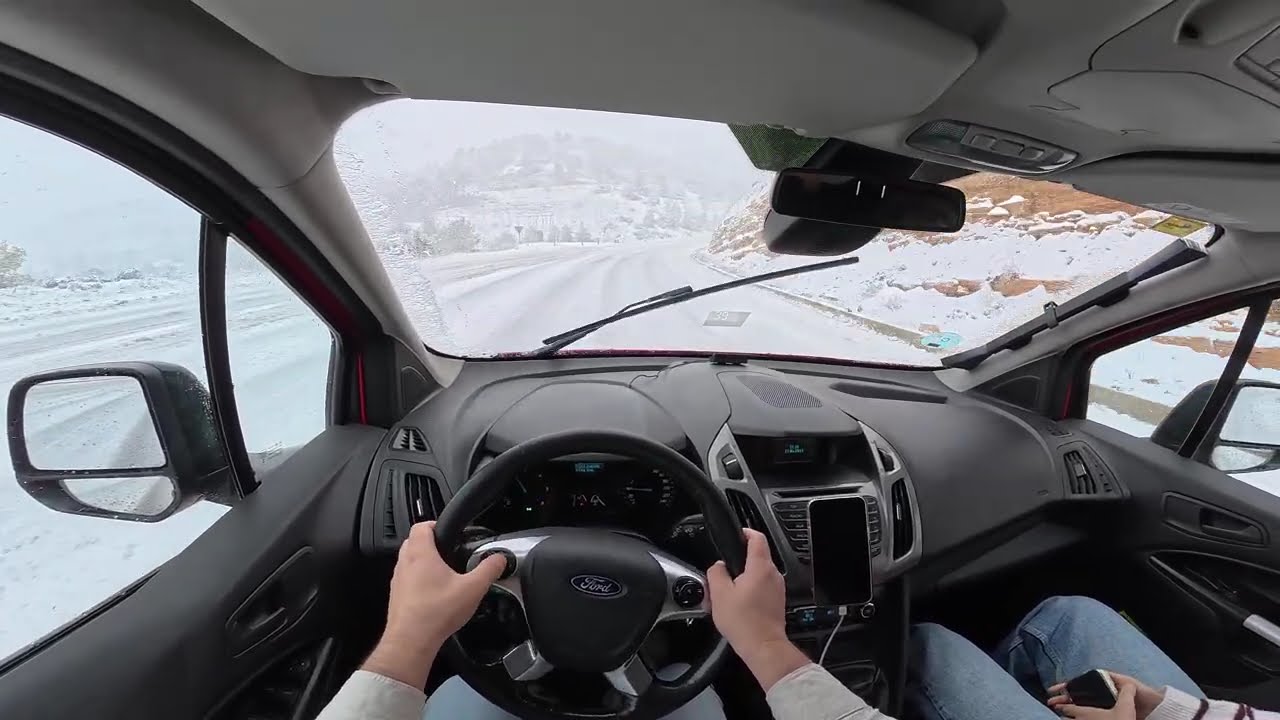 POV Manual Car Driving | Trapped in a Snowstorm ❄️ Ford Transit Connect
