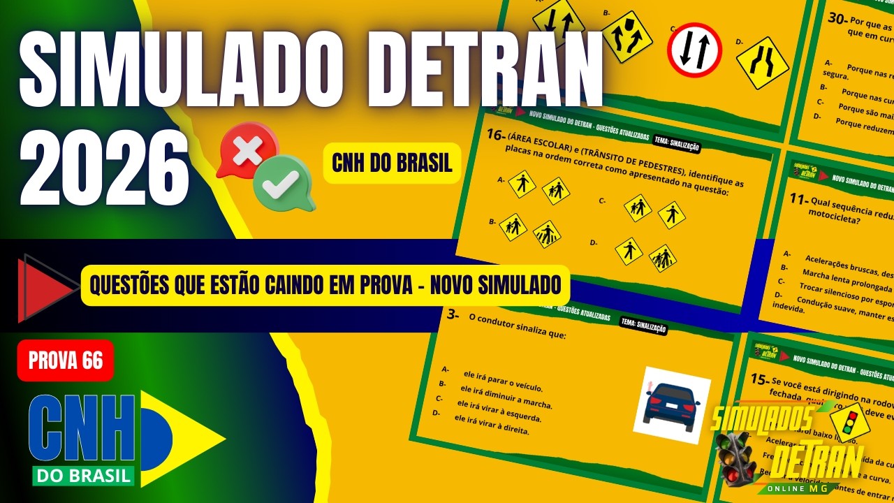 SIMULADO CNH DO BRASIL 2026: 30 QUESTÕES QUE PODEM CAIS NA SUA PROVA #simuladodetran2026