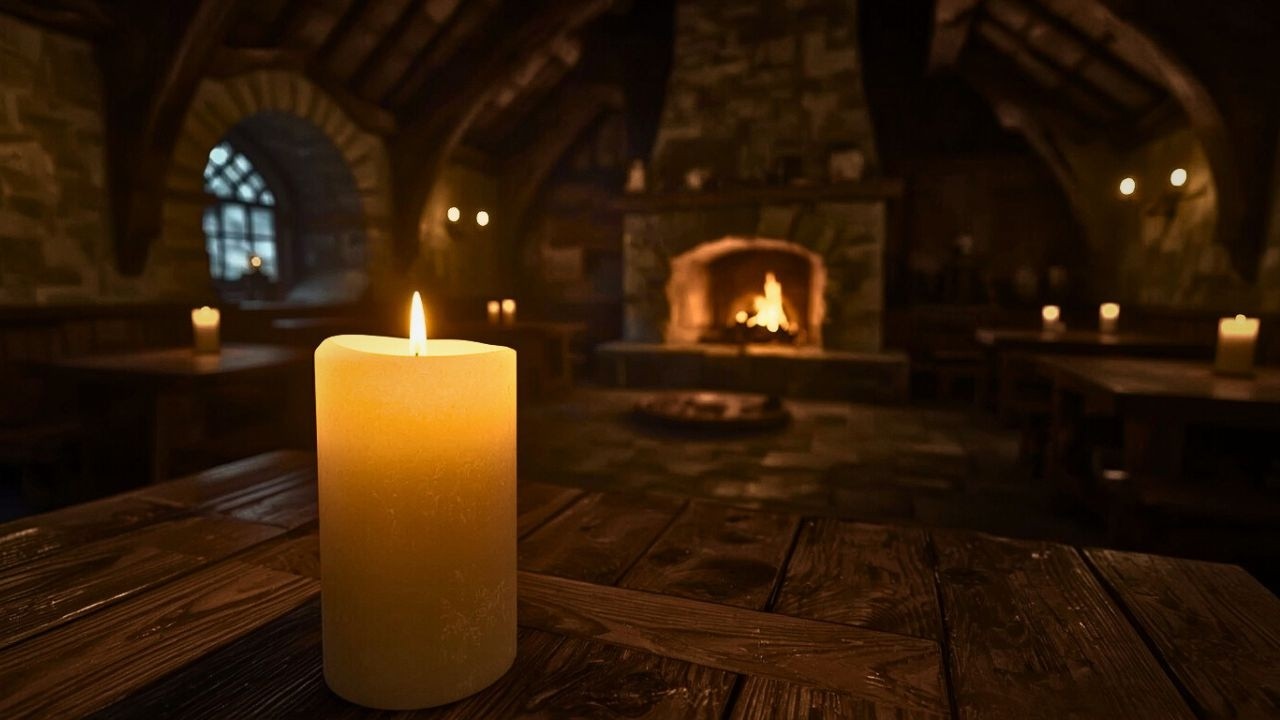 Cozy Medieval Tavern Fireplace | 1 Hour Relaxing Fantasy Ambience