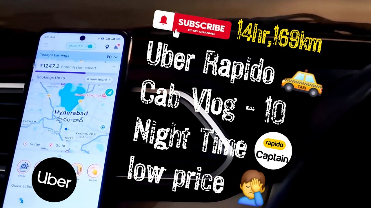 Uber Rapido Cab Earnings Vlog - 10 | Night Time Low Price 14HR,169km | Cab Driving 