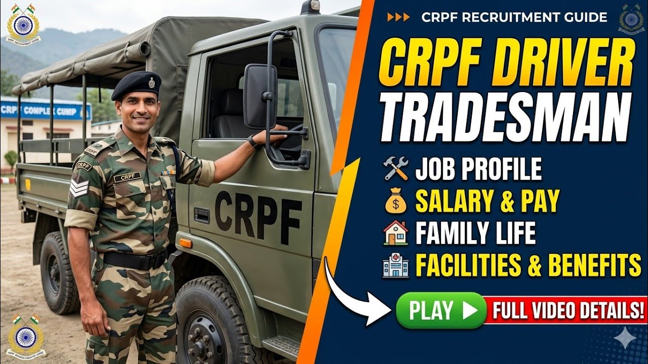 CRPF Tradesman Driver Job Profile 2026 | Salary, Family Life & Facilities | Full Details